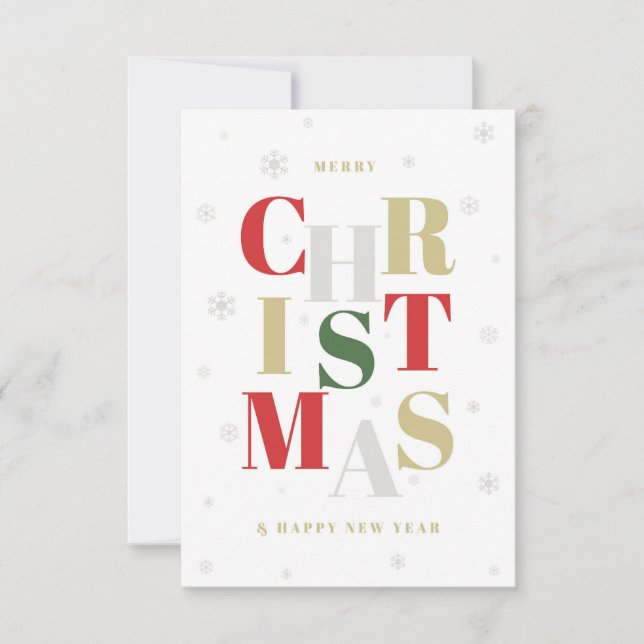 Tarjeta de saludo de Navidades de estilo glamour. (Anverso)