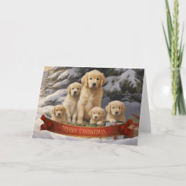 Tarjeta de saludo de Navidades de Golden Retriever