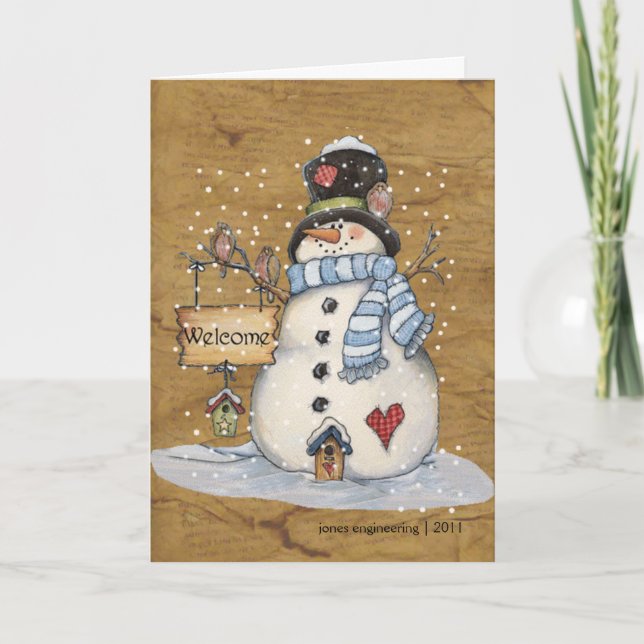 Tarjeta de saludo de Navidades de hombres de nieve (Anverso)