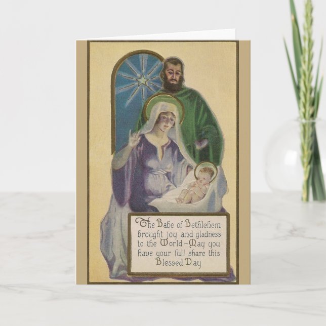Tarjeta de saludo de Navidades de la familia sagra (Anverso)