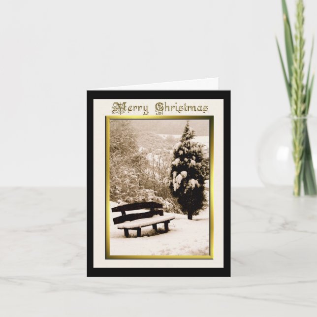 Tarjeta de saludo de Navidades de la nieve en el b (Anverso)