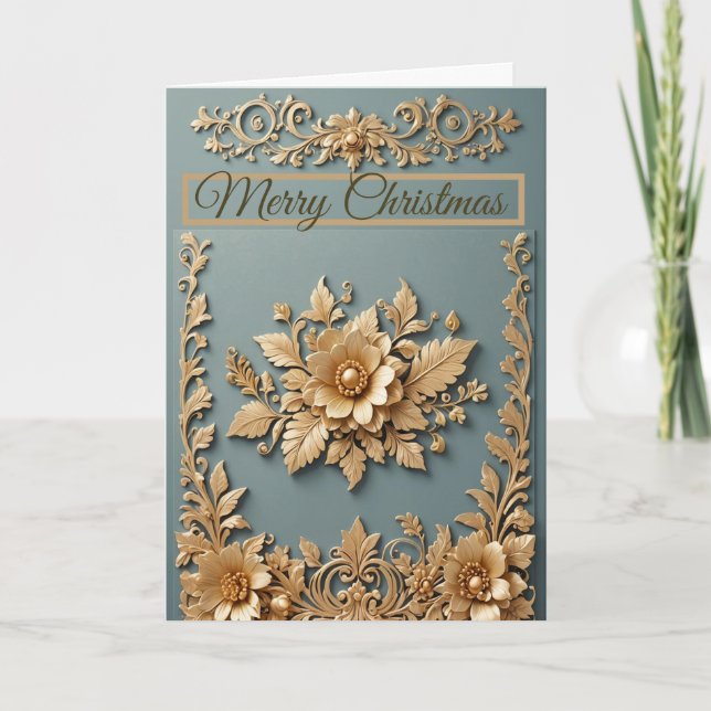 Tarjeta de saludo de Navidades de oro (Anverso)