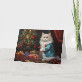 Tarjeta de saludo de Navidades de Ragdoll cat