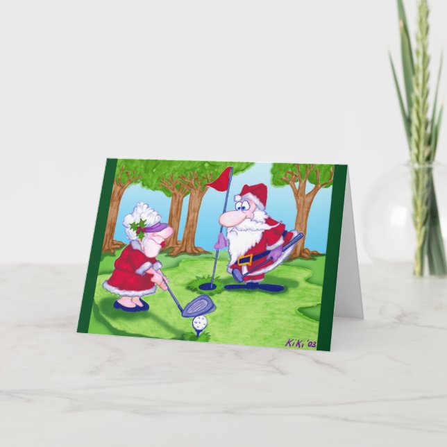 Tarjeta de saludo de Navidades de Santa Golf (Anverso)