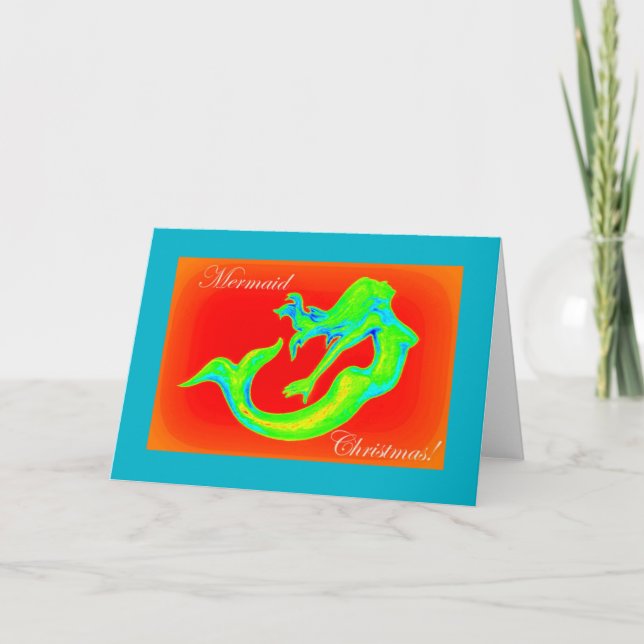 tarjeta de saludo de navidades de sirena (Anverso)