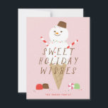 Tarjeta de saludo de Navidades de Snowcone - Rosa<br><div class="desc">Esta adorable tarjeta ilustrada presenta un verdadero cono de nieve junto con dulces.</div>