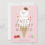 Tarjeta de saludo de Navidades de Snowcone - Rosa<br><div class="desc">Esta adorable tarjeta ilustrada presenta un verdadero cono de nieve junto con dulces.</div>