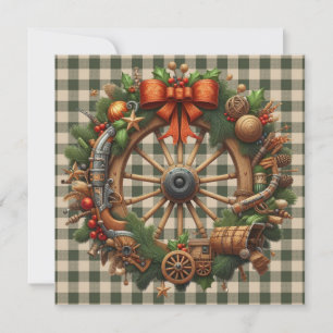 Tarjeta de saludo de Navidades de Western Wreath