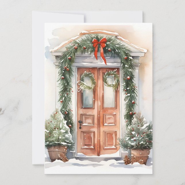 Tarjeta de saludo de Navidades decorados de vacaci (Anverso)