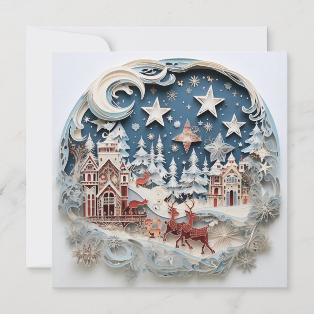 Tarjeta de saludo de Navidades decorados de vacaci (Anverso)