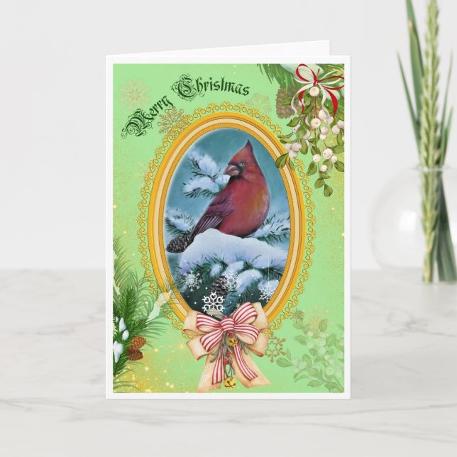 Tarjeta de saludo de Navidades del Cardenal Rojo (Anverso)