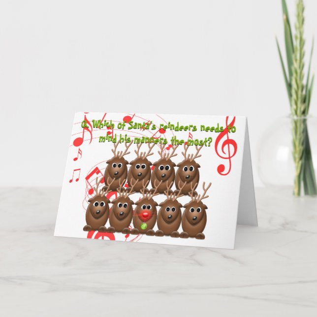 Tarjeta de saludo de Navidades divertidos renos de (Anverso)