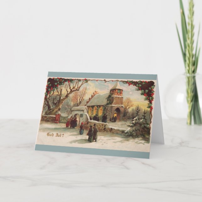 Tarjeta de saludo de Navidades escandinavos de épo (Anverso)