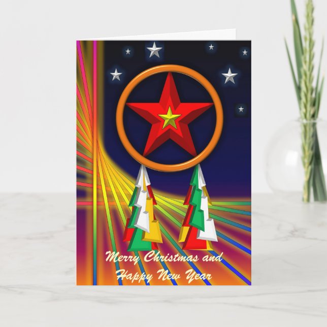 Tarjeta de saludo de Navidades Estrellas (Anverso)