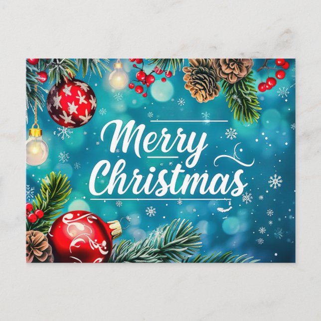Tarjeta de saludo de Navidades festivos y elegante (Anverso)