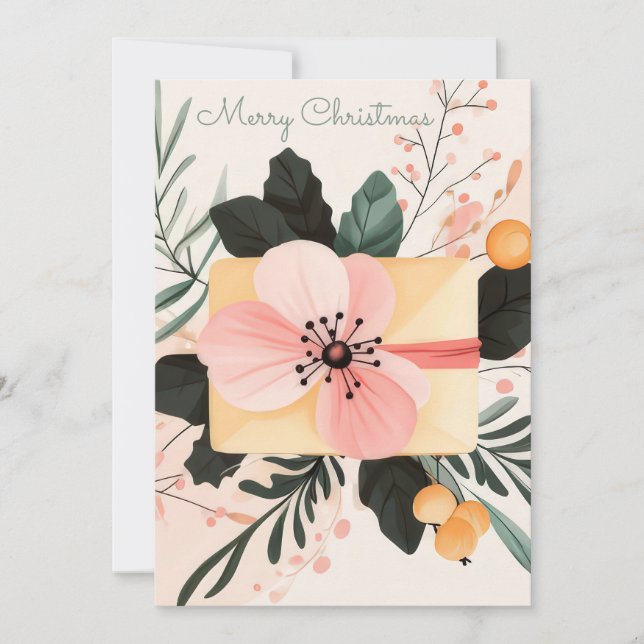 Tarjeta de saludo de Navidades festivos y elegante (Anverso)