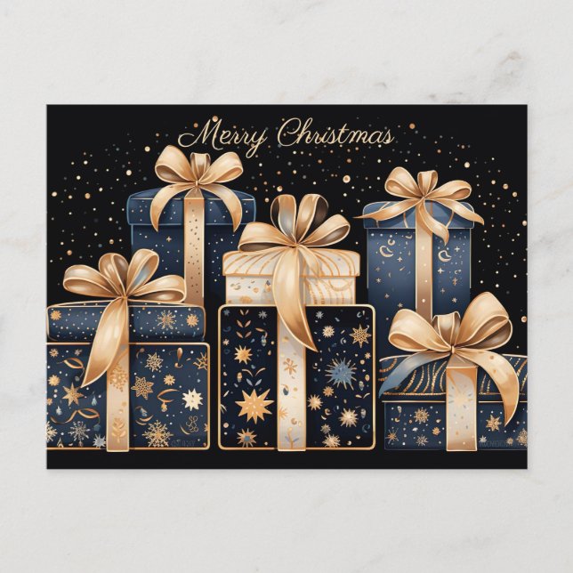 Tarjeta de saludo de Navidades festivos y elegante (Anverso)