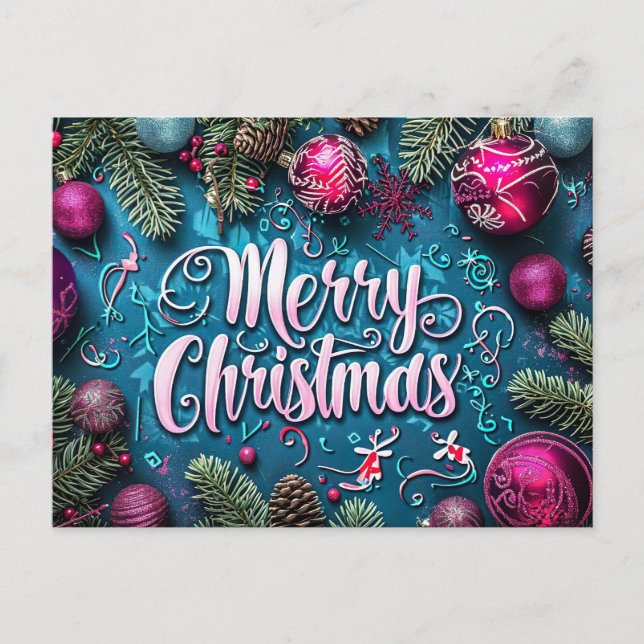 Tarjeta de saludo de Navidades festivos y elegante (Anverso)
