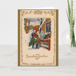 Tarjeta de saludo de Navidades finlandeses vintage