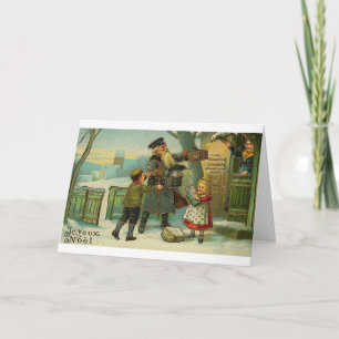 Tarjeta de saludo de Navidades franceses de época