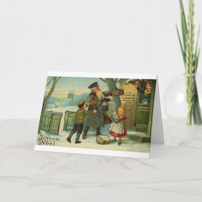 Tarjeta de saludo de Navidades franceses de época (Anverso)