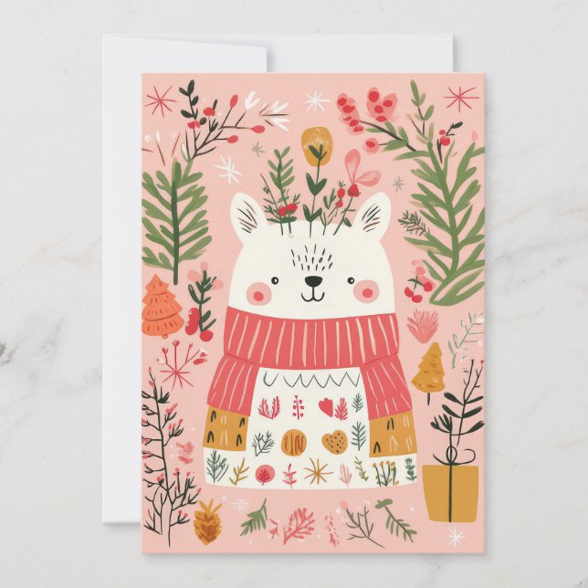 Tarjeta de saludo de Navidades graciosos y cortos (Anverso)