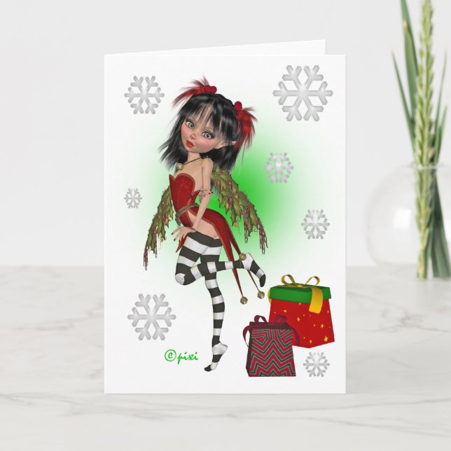 Tarjeta de saludo de navidades Holly Pixi (Anverso)