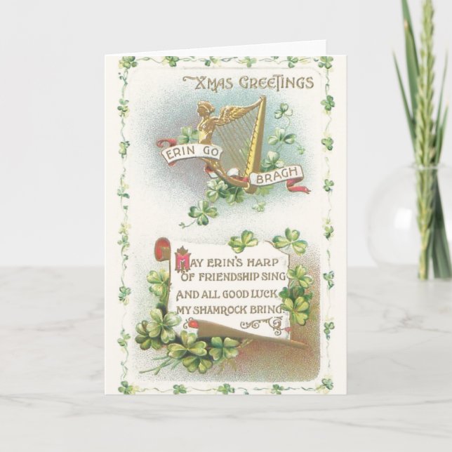 Tarjeta de saludo de Navidades irlandeses de época (Anverso)