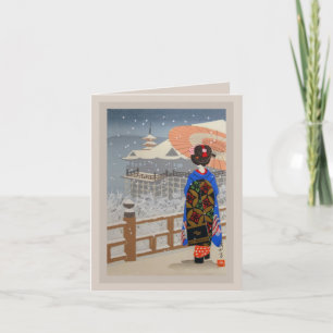 Tarjeta de saludo de Navidades japoneses decoro