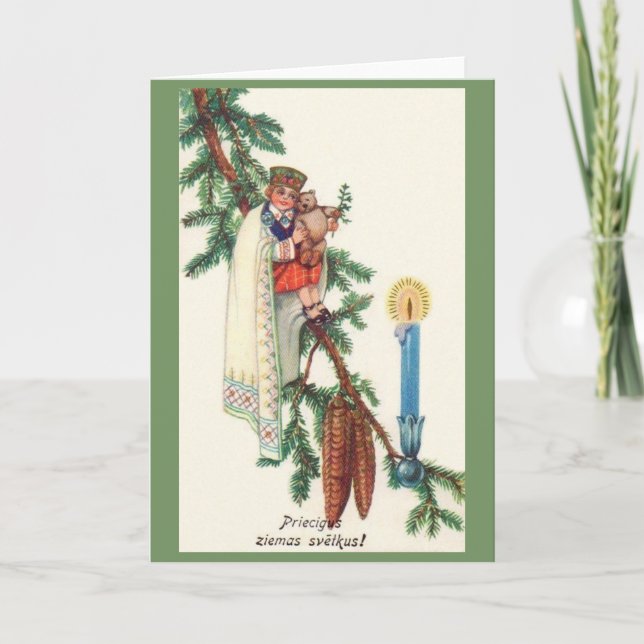 Tarjeta de saludo de Navidades letones de época (Anverso)