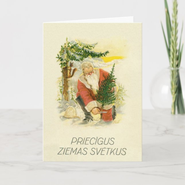 Tarjeta de saludo de Navidades letones de época (Anverso)