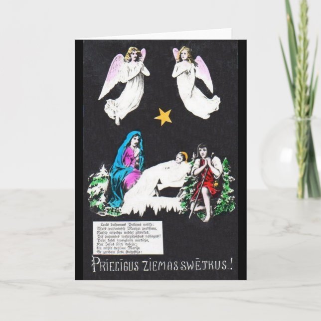 Tarjeta de saludo de Navidades letones religiosos  (Anverso)