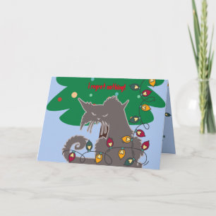 Tarjeta de saludo de Navidades plegados "gato malo