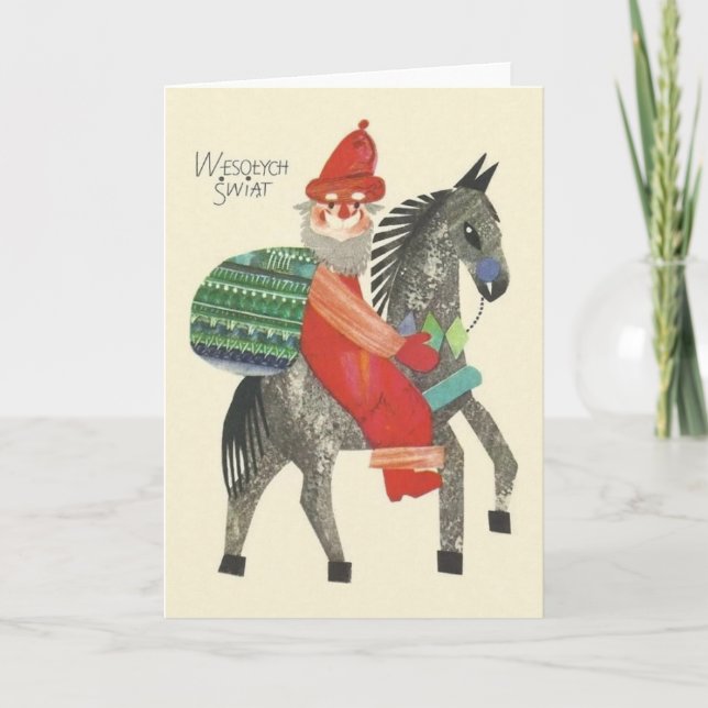 Tarjeta de saludo de Navidades polacos retro (Anverso)