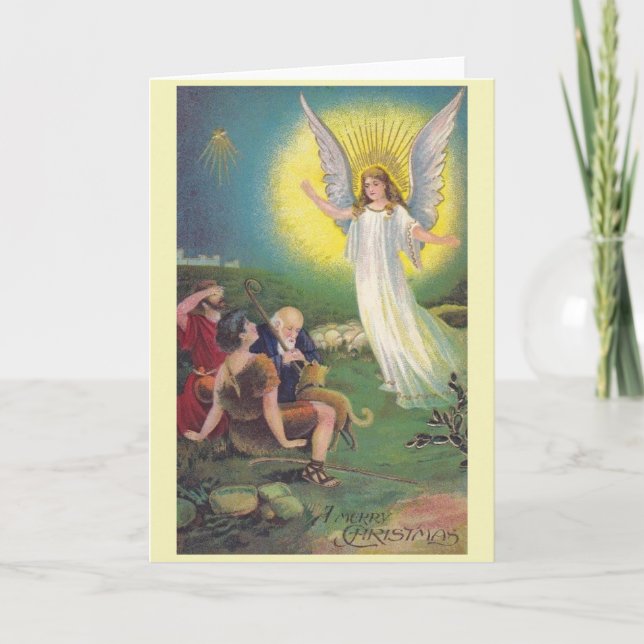 Tarjeta de saludo de Navidades religiosos de época (Anverso)