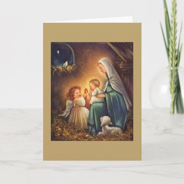 Tarjeta de saludo de Navidades religiosos de época (Anverso)