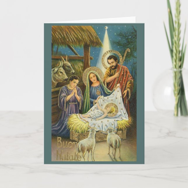 Tarjeta de saludo de Navidades religiosos italiano (Anverso)