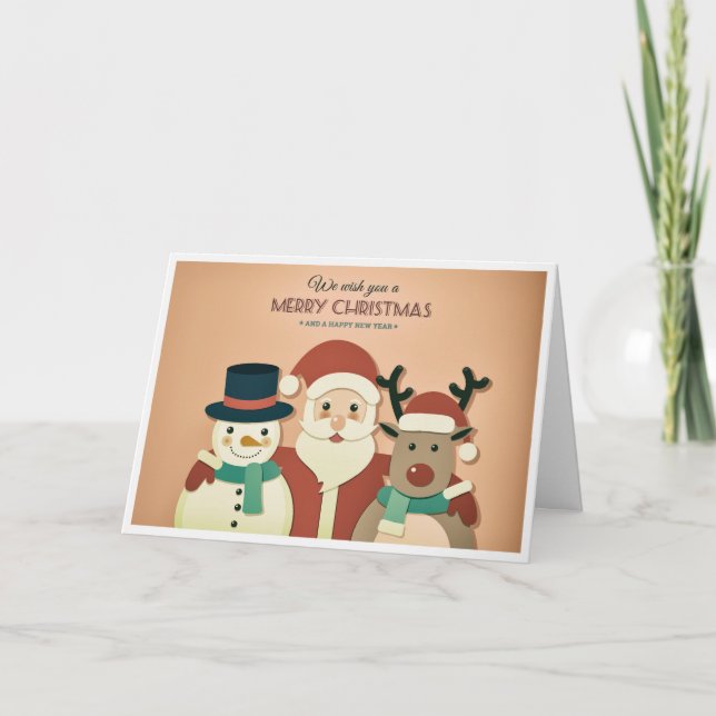 Tarjeta de saludo de Navidades Retro Cute (Anverso)