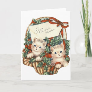 Tarjeta de saludo de Navidades Vintage Kittens