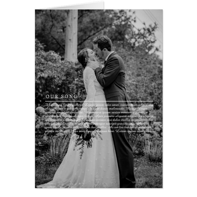 Tarjeta de saludo de nuestra canción, Boda de letr (Frente)