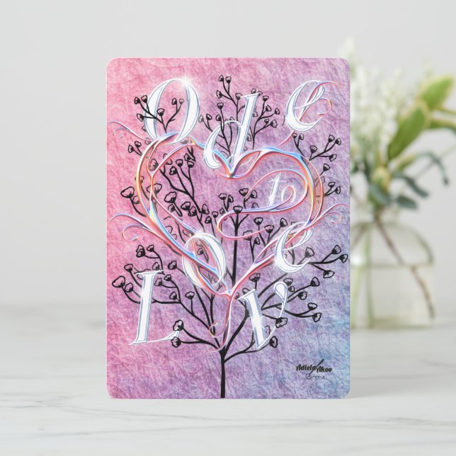 Tarjeta de saludo de Oda al amor por la poeta Adie (Anverso de pie)