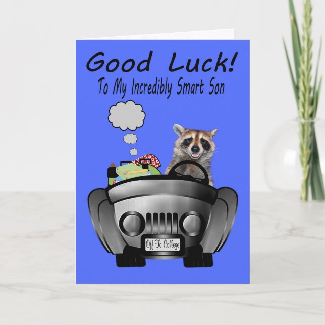 Tarjeta De Saludo De Off To College To Son (Anverso)