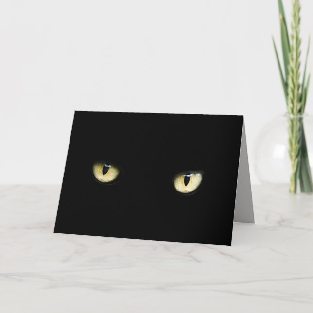 tarjeta de saludo de ojos de gato negro (Anverso)