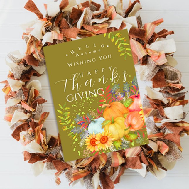 Tarjeta de saludo de Olive Olive de Acción de Grac (Lovely chic Thanksgiving greeting card. )