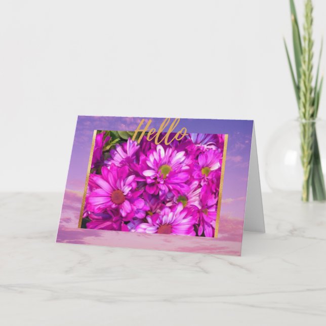 Tarjeta de saludo de oro de Hello Floral (Anverso)