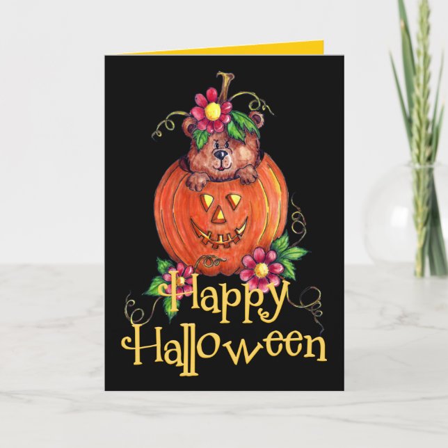 Tarjeta de saludo de oso de Halloween (Anverso)