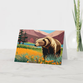Tarjeta de saludo de oso grizzly