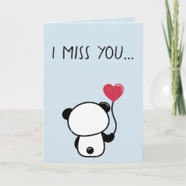 Tarjeta de saludo de oso panda solitario te extrañ