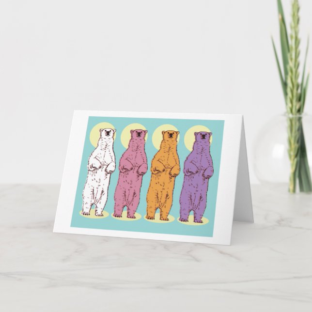 Tarjeta de saludo de Osos Polares Coloridos (Anverso)
