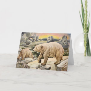 Tarjeta de saludo de Osos Polares Vintage